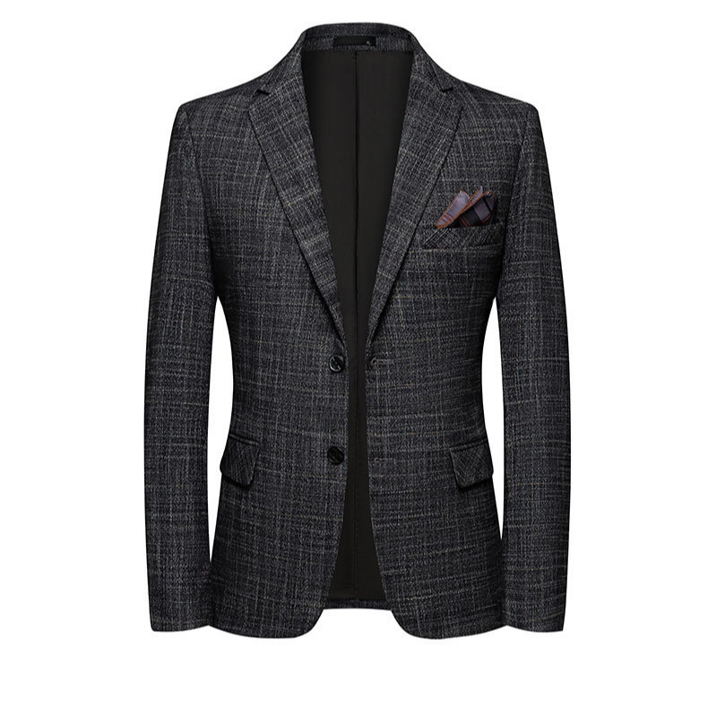 Men's Korean Style Slim Plaid Suit Spring and Autum New Men's Jacket Youth Fashion Anti-Wrinkle No-Iron Small Suit