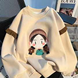 跨境外贸女童卫衣春秋新品秋装荷叶洋气女孩时尚打底衫儿童休闲款