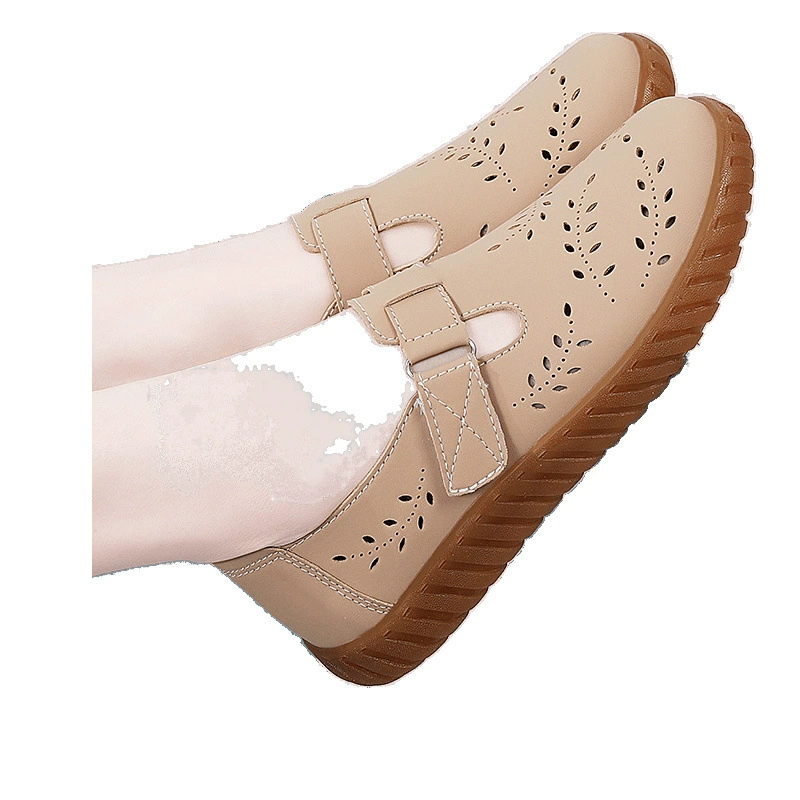 Мягкие сандалии для мам 2025, летние сандалии с перфорацией, удобная обувь для женщин среднего и пожилого возраста, не утомляющая ноги.