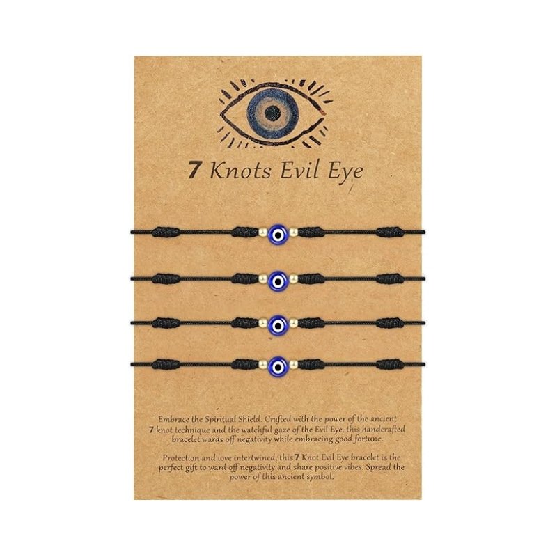 Amazon Cross-Border Popular Devil's Eye Blue Eye Bracelet 7-Knot Braided Devil's Eye Lucky Bracelet with Card
