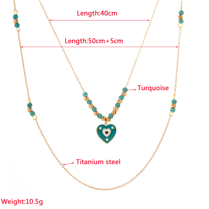 Fashion Heart Shape Titanium Steel Plating Layered Necklaces 1 Piece