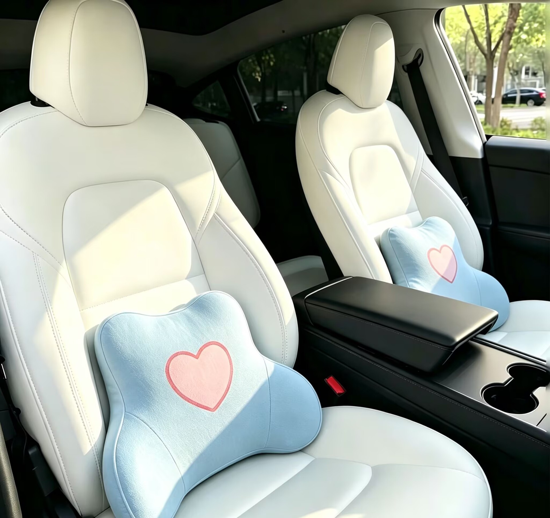 Cross-border wholesale of cute car lumbar support cushions, memory foam comfortable car headrests, neck pillows, and slow-rebound lumbar cushions