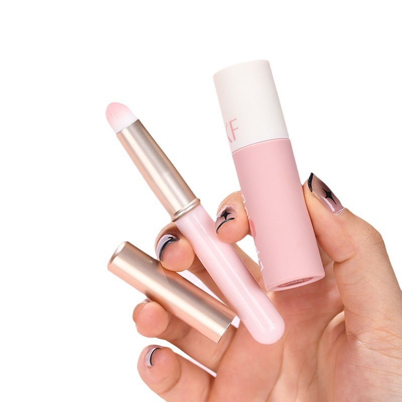 Mini cepillo de labios con tapa portátil artista de maquillaje corrector especial cepillo floreciente mango corto mini cabeza redonda cepillo de labios cepillo de lápiz labial