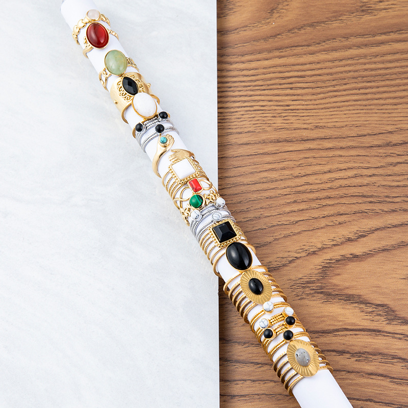 Fashion Oval Heart Shape Stainless Steel Plating Inlay Zircon Open Ring 1 Piece