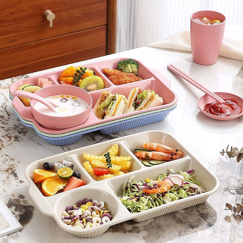 小麦秸秆餐具家庭装可微波炉加深餐盘分格成人餐具饭店大容量食堂