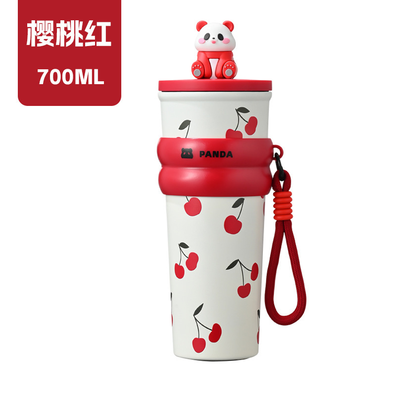Nueva taza de paja de alto valor facial con cuerda 316 taza de aislamiento térmico de acero inoxidable taza de hielo portátil de gran capacidad