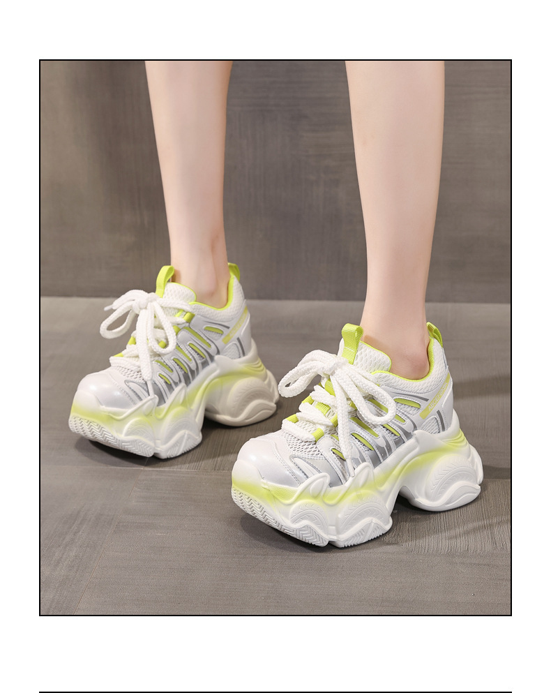 Giày sneaker nữ đế dày chunky tăng chiều cao lưới thoáng khí — màu trắng chi tiết 15
