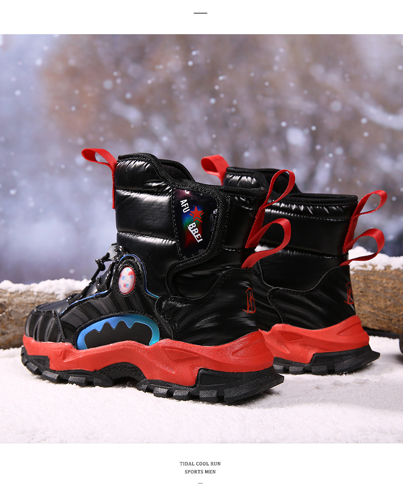 Dicke Schneestiefel für Kinder im Winter für Jungen und Mittelschüler, rutschfest, wasserdicht, plüschig und warm_voghion.com