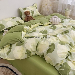 Single Piece Quilt Cover 150X200X230 Quilt Cover Pillowcase Student Dormitory Single Cartoon Household Double Pure Washed Cotton