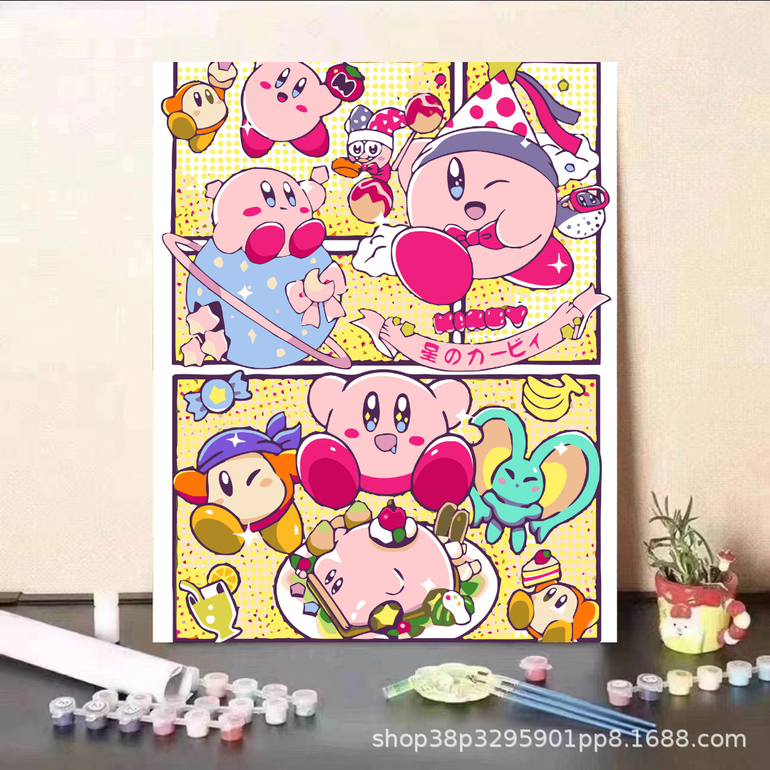 Pintura al óleo digital DIY dibujos animados para niños, estudiantes de Steele, pintura decorativa descomprimida, pintura animada