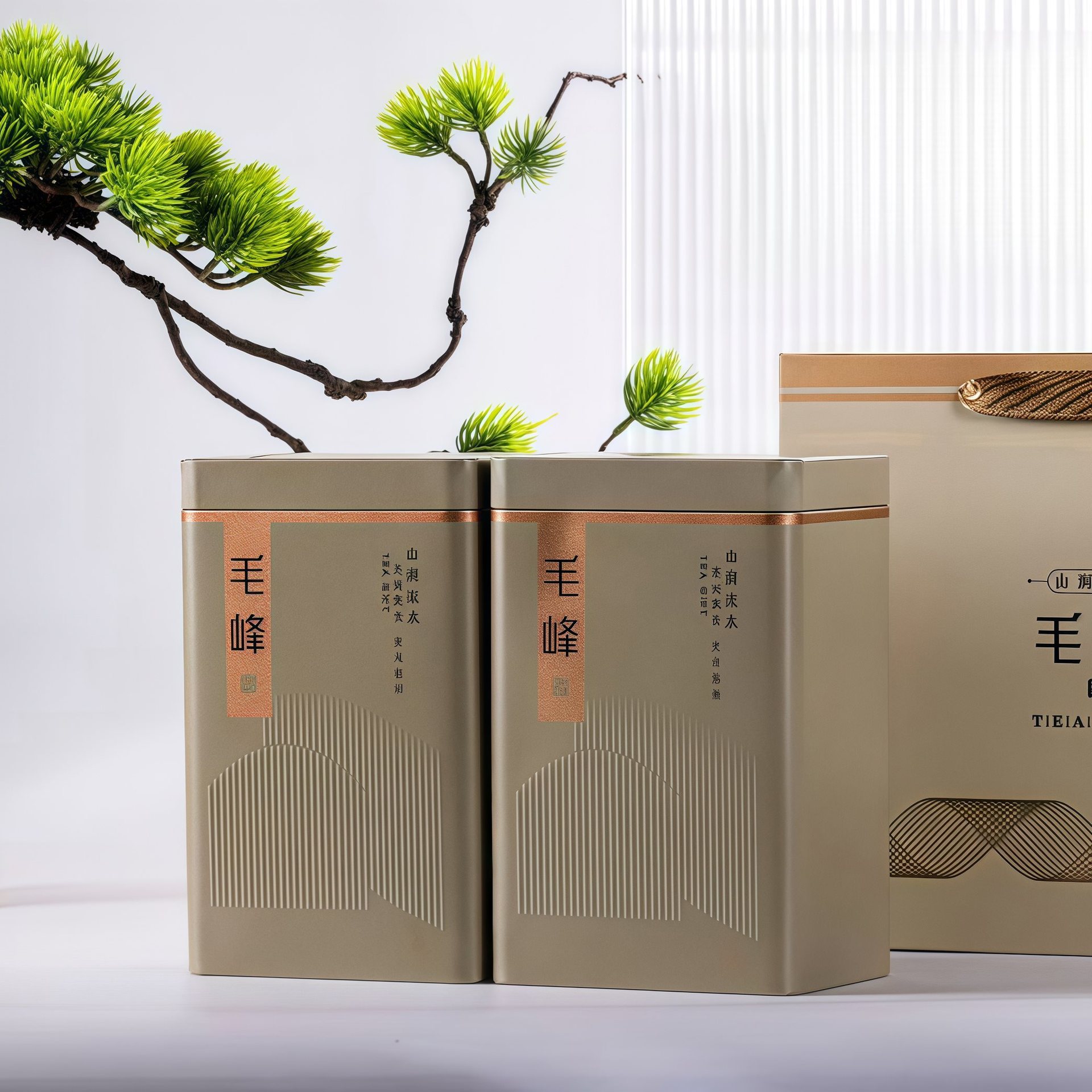 500g一斤 两罐一提 毛峰茶叶罐铁罐包装罐铁盒茶盒空罐空盒