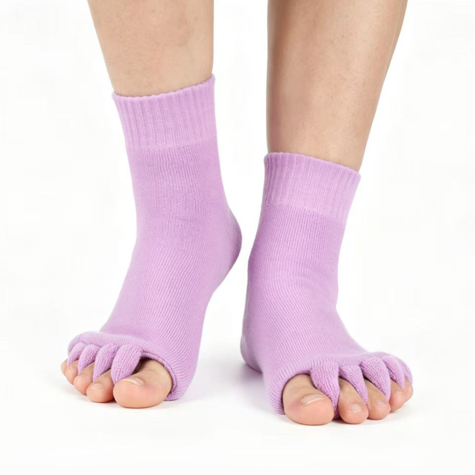 Calcetines del dedo del pie japoneses y coreanos calcetines del dedo del pie de la yoga del masaje DE LA SALUD calcetines del dedo del pie del algodón de acrílico suave de las mujeres calcetines abiertos del dedo del pie