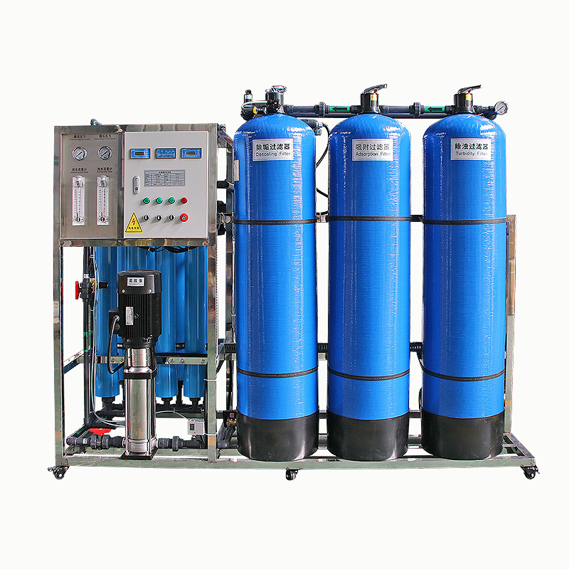 RO agua pura de una sola etapa equipo de ósmosis inversa tanque de fibra de vidrio azul adaptado a la escuela industrial equipo de tratamiento de agua filtrada