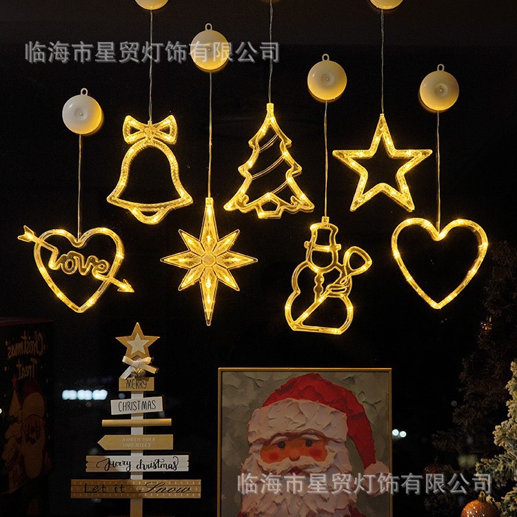 Transfronterizo LED lámpara de lechón decorativa de Navidad muñeco de nieve árbol de Navidad de cinco puntas cortina de la batería lámpara de vacaciones pequeña lámpara de color