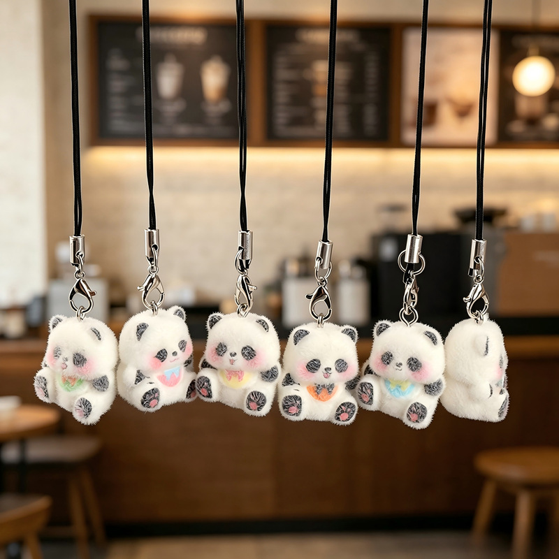 Resin Flocked Pendant Cute Panda Small Animal Resin Cartoon 3D Hanging Ornament Bag Pendant Car Keychain Resin Flocked Pendant Cute Panda Small Animal Resin Cartoon 3D Hanging Ornament Bag Pendant Car Keychain