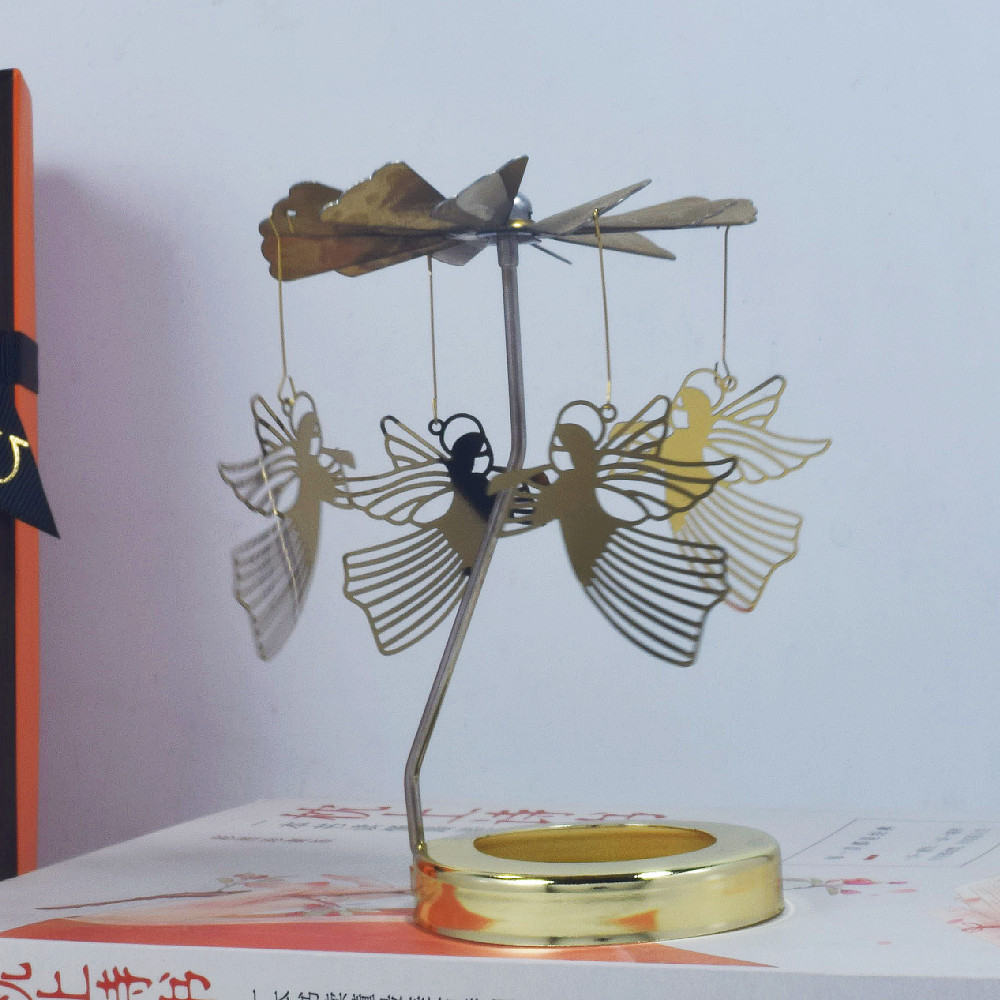 Profesional INS Amazon fabricante romántica aromaterapia vela de vidrio cubierta inteligente giratoria de acero inoxidable candelabro linterna