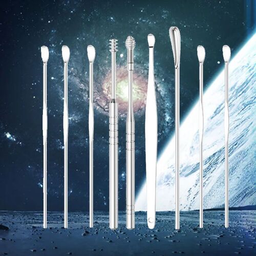 Stainless steel ear scoop earwax removal tool set 10-piece ear scoop cleaner set for children and adults