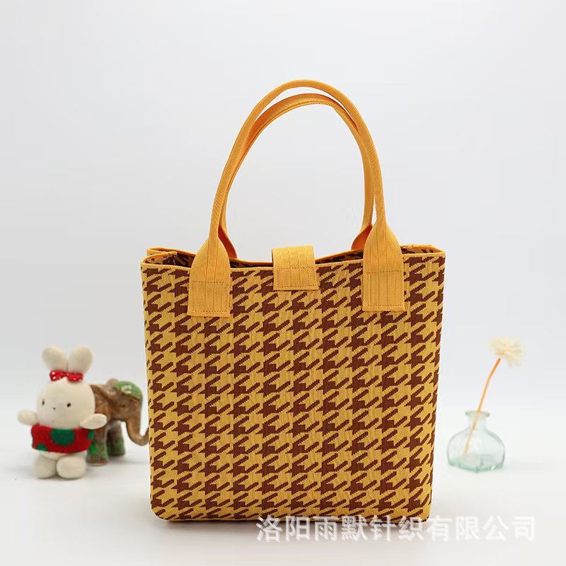 Nuevo bolso de punto de gran capacidad Tote bolso de ocio bolso de mano salvaje estilo coreano tendencia pata de gallo para hombres y mujeres