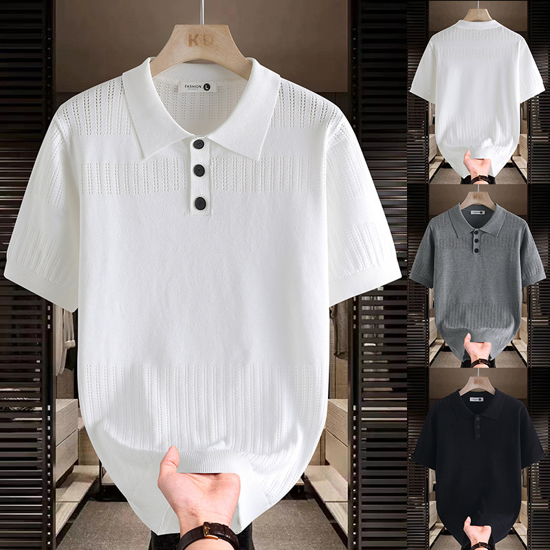 Polo camiseta de punto camiseta de manga corta camiseta de hombre texturas viejas flores comerciales heladas fábrica de verano transfronteriza al por mayor