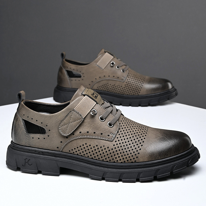 Men's Breathable Leather Clogs Soft Sole Casual Workwear Shoes_voghion.com
