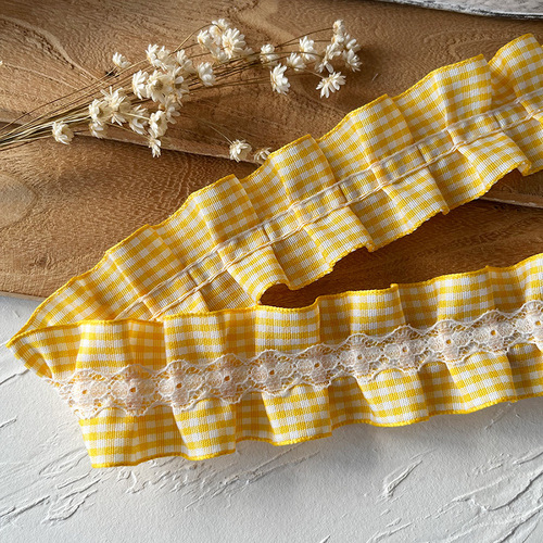 高档格子褶皱荷叶边蕾丝花边辅料手工diy家装布艺抱枕装饰材料宽