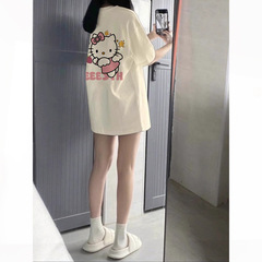 Kitty猫半袖tシャツ女性純綿夏の白いデザイン感がかわいいケイティ猫甜妹小衆ゆるい上着