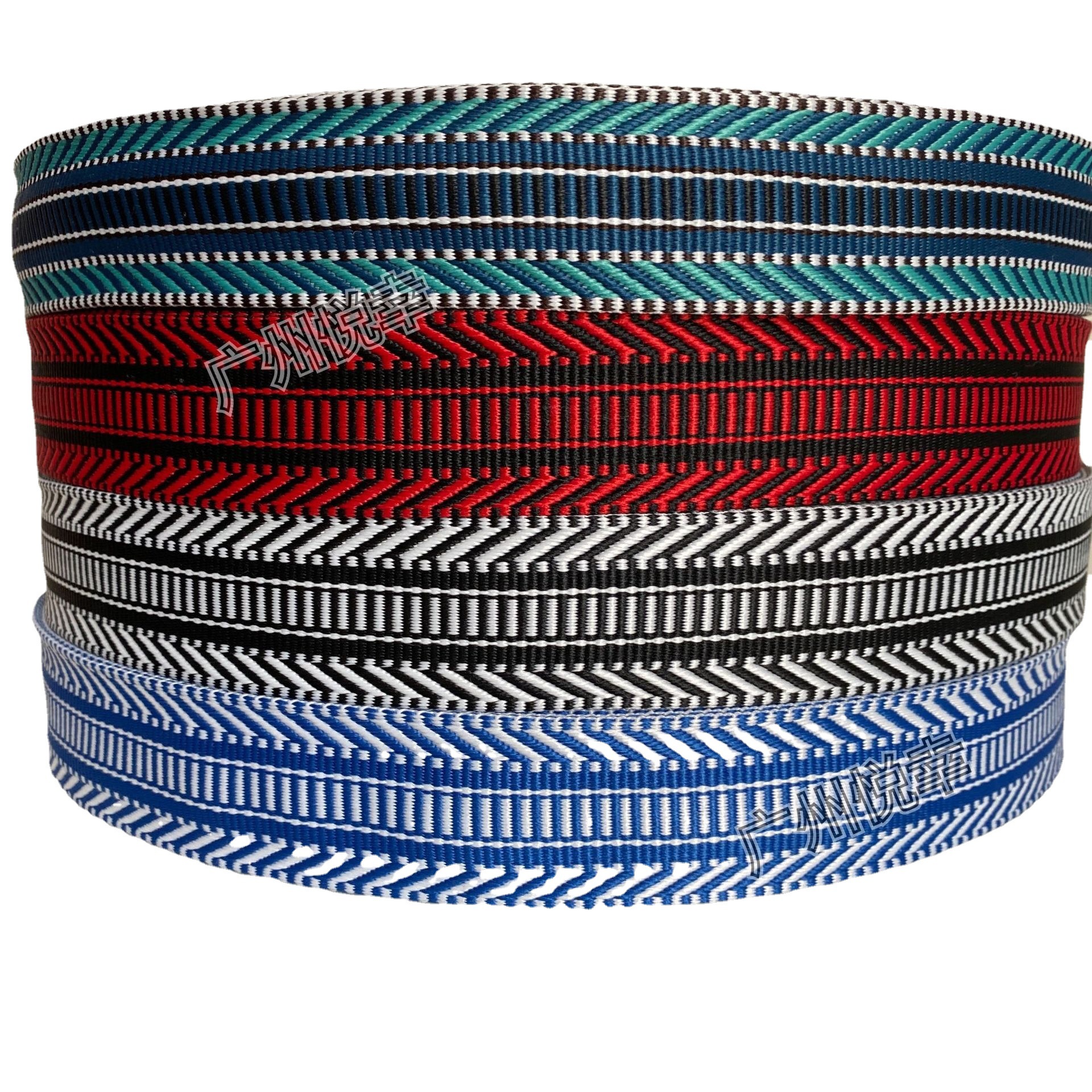 Suministro directo de fábrica bohemio contraste color poliéster jacquard cinta correa de hombro cinturón de libro bolsa cinturón Tejido estilo étnico