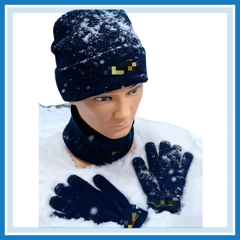 Keep warm set, winter gloves, knitted hat, mask for training, 3 piece set