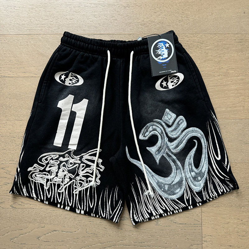 Hell Star lavando y desgastando pantalones cortos casuales 2024 verano nuevo estilo marca de moda europea y americana hip-hop pantalones de cinco puntos hombres y mujeres