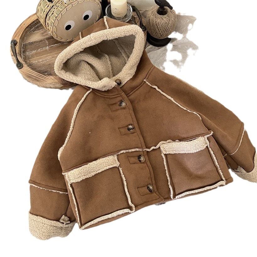 Estrella DE LOS NIÑOS ronda 2023 invierno nuevo estilo coreano ropa interior Cordero gamuza Maillard desgaste