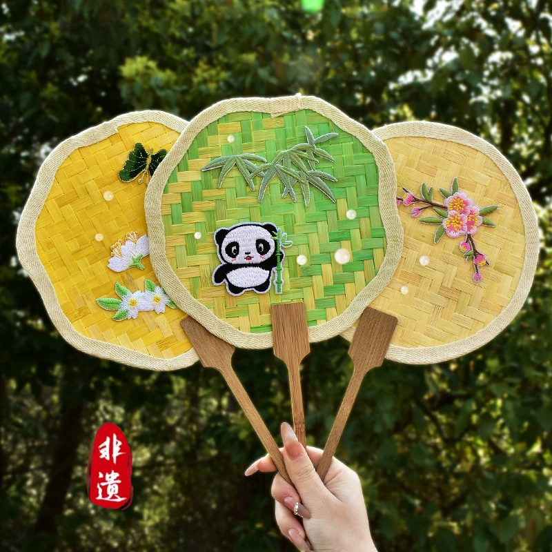 Бамбуковый веер «сделай сам», материал ручной работы, круглый веер, нематериальное культурное наследие, детские семейные мероприятия, древний стиль, градиент цвета, разминка ручной работы