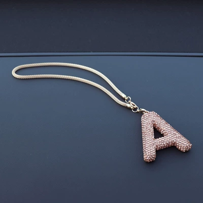 Letter bow clay car | Car hanging - letter-a-car-pendant-champagne-color