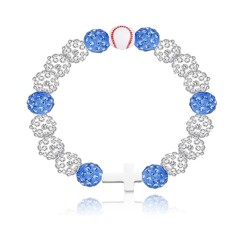 Amazon cross-border new 10mm clay rhinestone sports disco baseball European and American bracelet bracelet jewelry