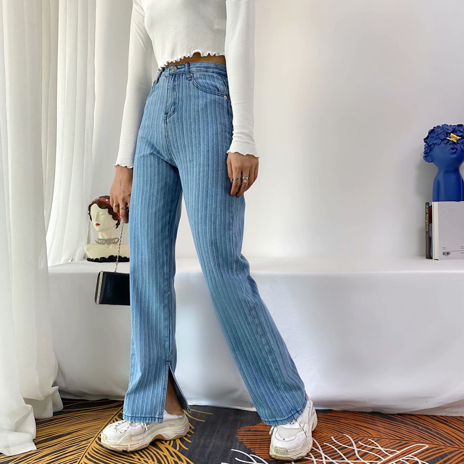 new striped high-waisted jeans NSAM42053