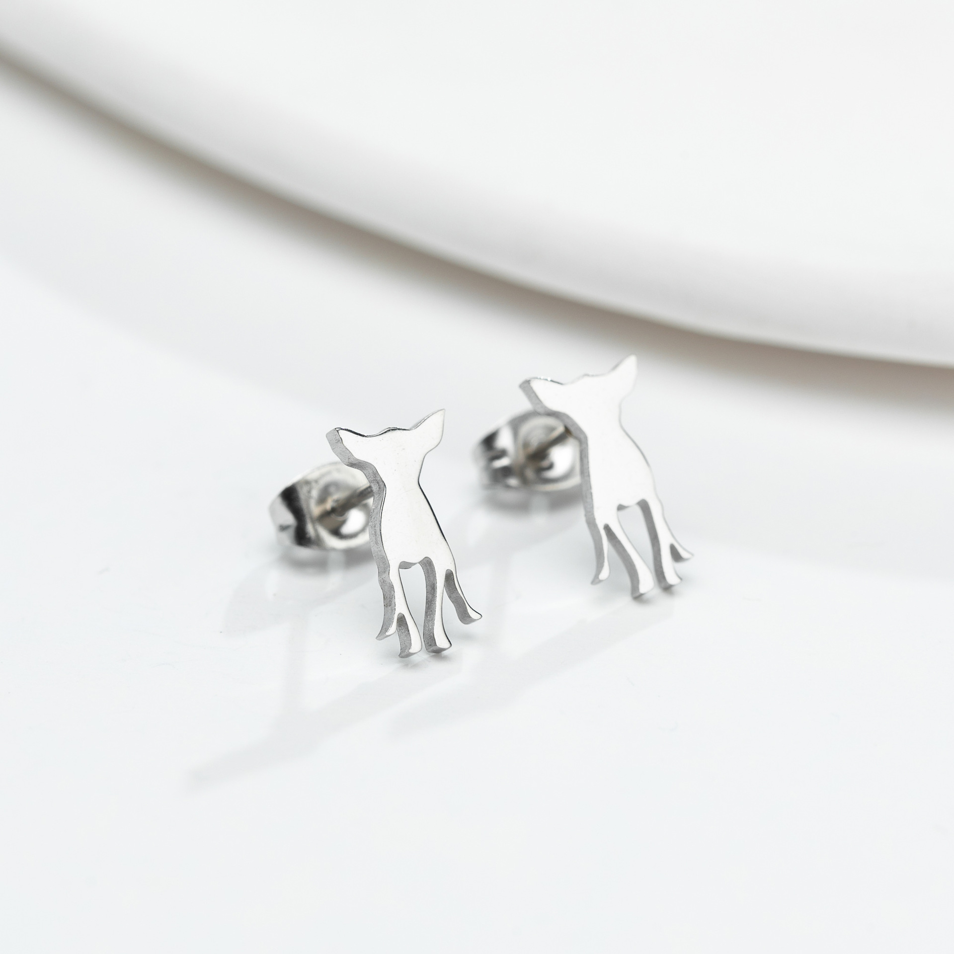 Fashion Dog Stainless Steel Plating Ear Studs 1 Pair display picture 2