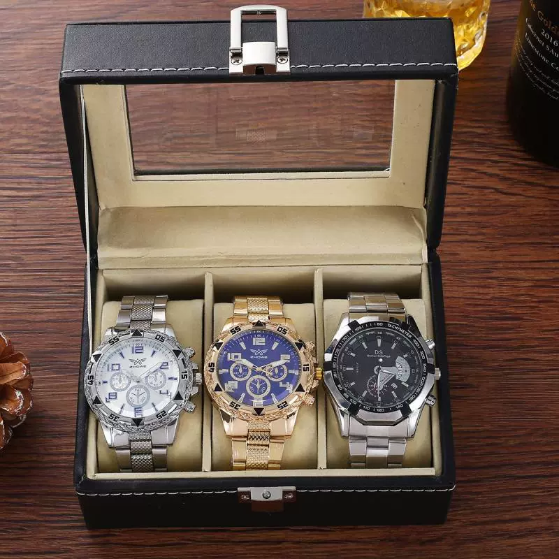 三件盒装手表 男士钢带时尚聚会party时装手表 男士礼品男士礼物