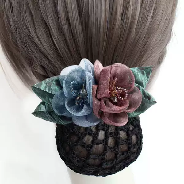 Factory direct hair accessories female bank hotel temperament professional flower hair net nurse hair net pocket work hairpin female
