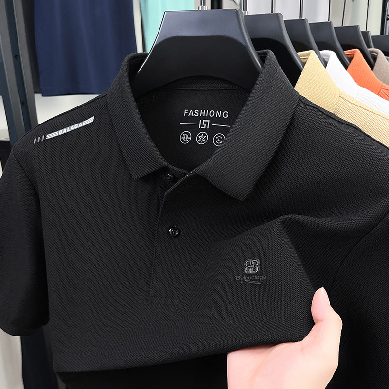 純綿シームレス半袖ポロシャツ メンズ クロスボーダー ラペルTシャツ 防シワ ビジネス ワンピース ドロップシッピング エレガント 通気性|undefined
