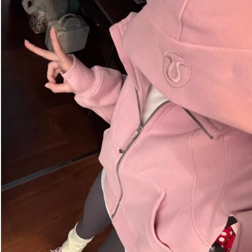 Lulu Original Standard Same Style Scuba Sweatshirt Full Zipper Loose Jacket Fleece-Lined Casual Sports Yoga Wear Autumn and Winter Women