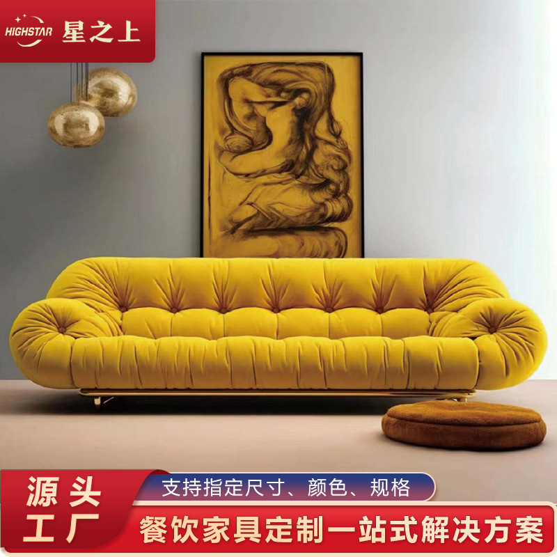 High-End Sofa Design Fabric Velvet Sofa Deep Pull Button Hotel Sofa High-End Club Sofa