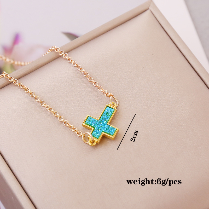 new retro multicolor cross pendent alloy necklace