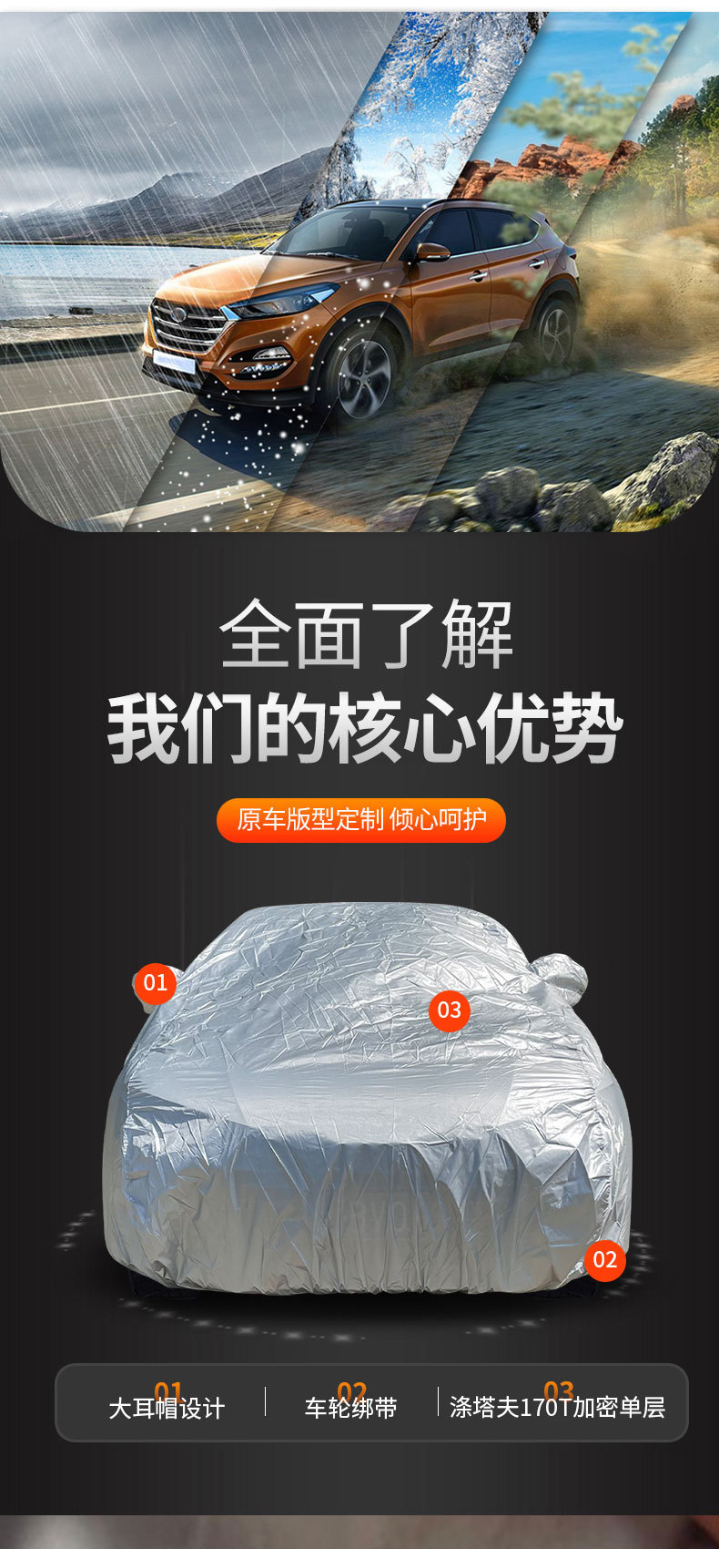 Car Cover Sunscreen Dustproof Heat Insulation Summer Taffeta 170T