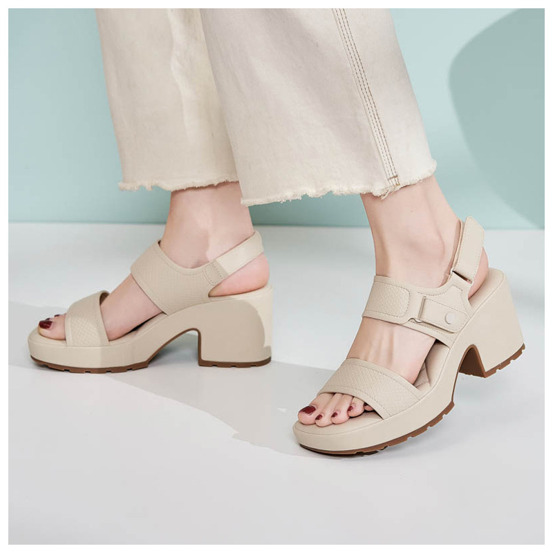 Dép sandal nữ đế dày quai Velcro mùa xuân hè 2025 — Màu đen, Màu camel, Màu trắng be chi tiết 16