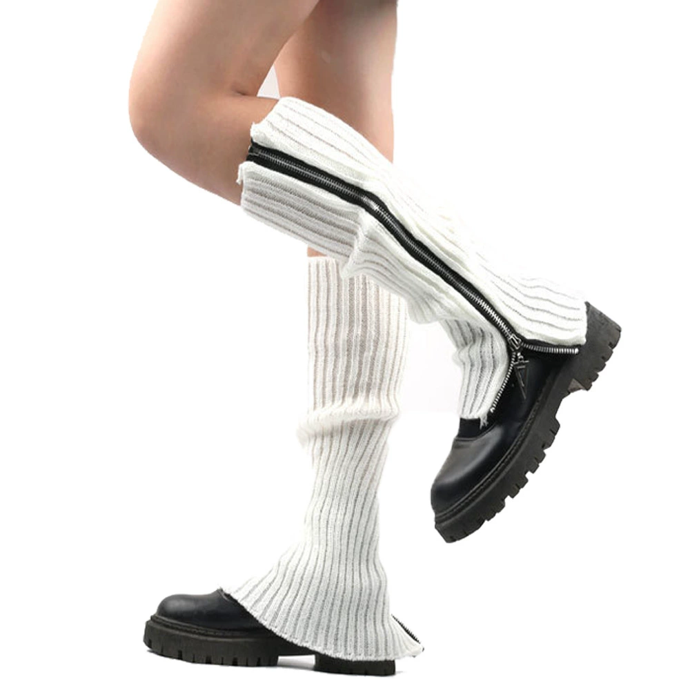Woolen gaiters, demi-season knitted socks with zipper, Korean style