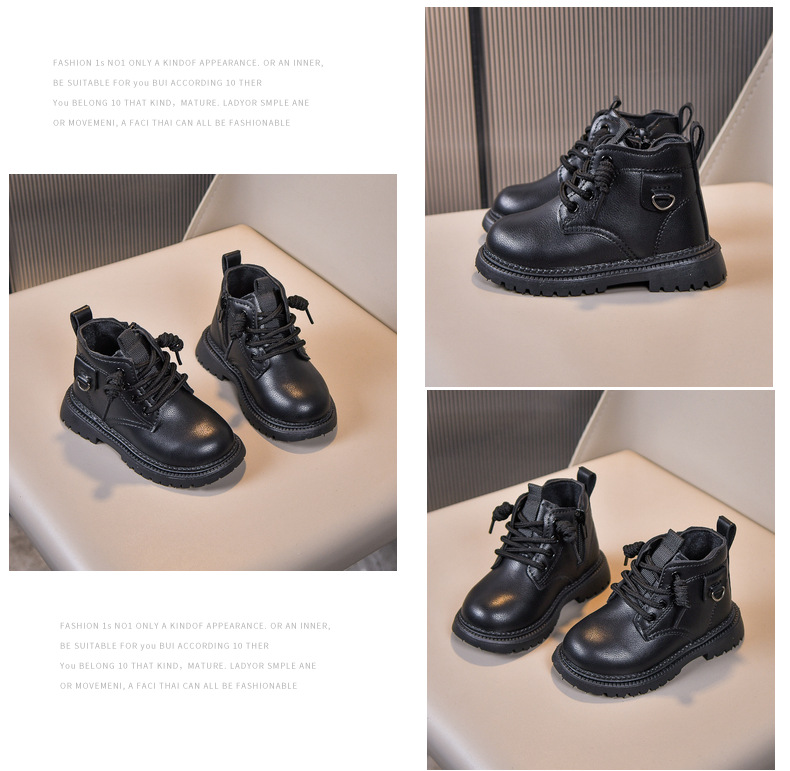 Barnskor i läder martin boots med mjuk sula för höst och vinter_voghion.com