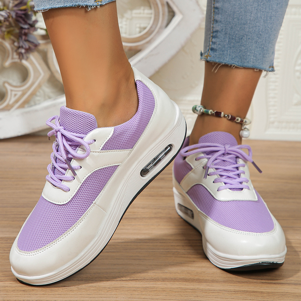 Zapatos de mujer, primavera y verano, zapatos deportivos de suela gruesa de malla para mujer, zapatos de balanceo, zapatos de fitness, zapatos de plataforma, zapatos casuales_voghion.com