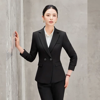 2026灰色西装套装女正装春秋新款企业管理层工作服职业西服套装