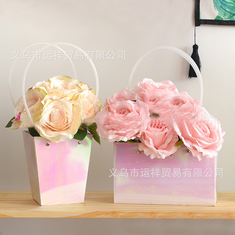 节日包花材料幻彩礼品盒糖果包装膜复合纸彩虹膜渐变幻彩插花袋