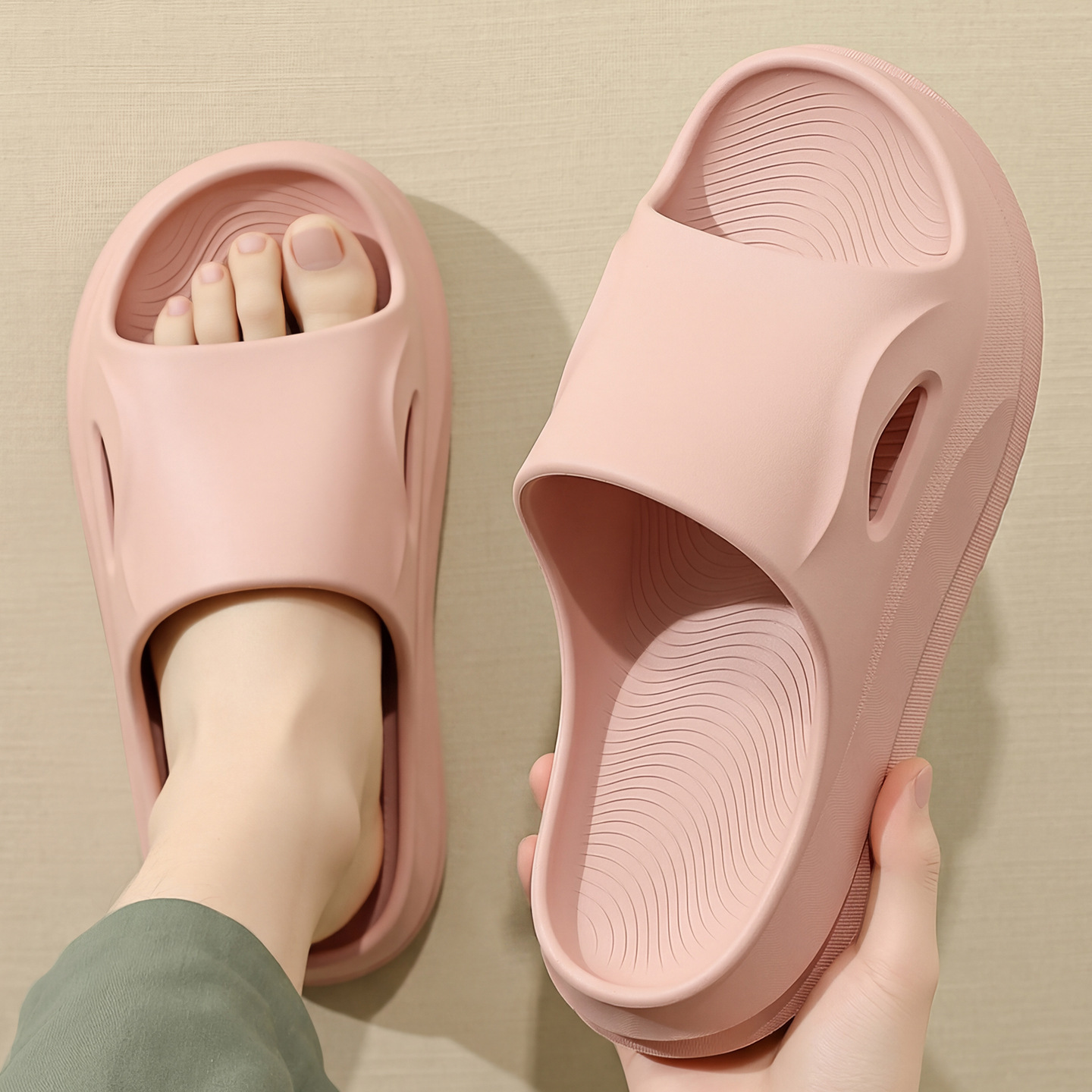 Pareja de verano no olía a los pies domésticos baño de zapatillas de mujer antideslizantes para el interior de las mujeres zapatillas frías para hombres de verano image 7