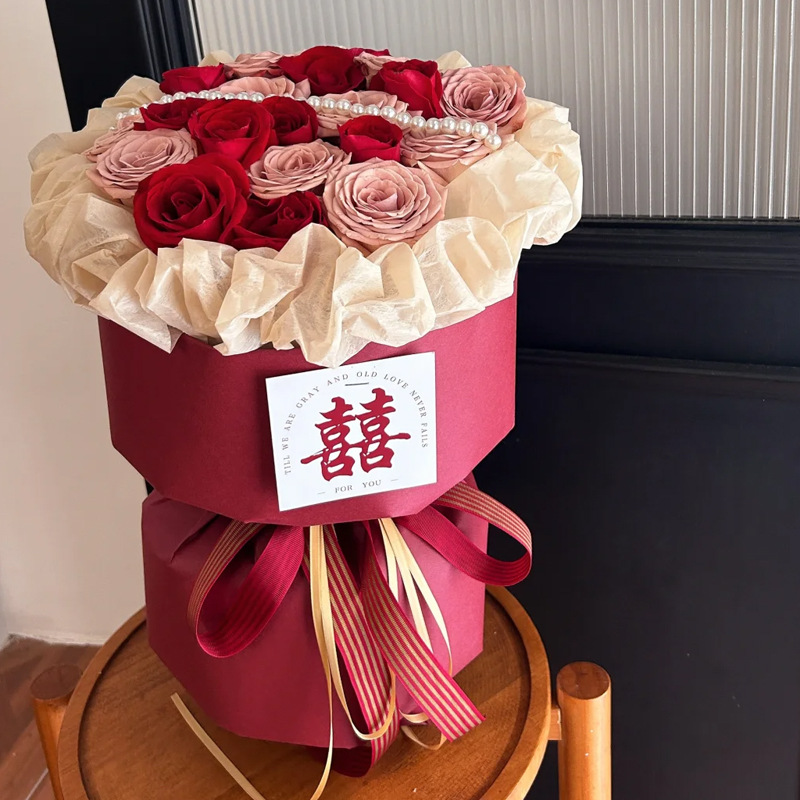 Nuevo estilo coreano de primer amor integral fijación rápida paquete de flores artefactos floristas ramo de flores materiales de embalaje papel de revestimiento